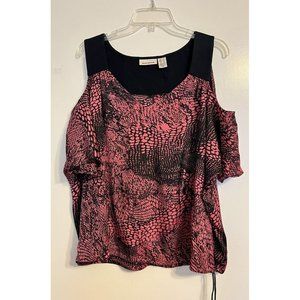 DKNY Women’s Open Shoulder Short Sleeve Shirt Size XL